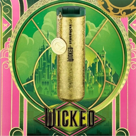 NWT Starbucks Limited Release Wicked Metallic Gold Tumbler with Dark Green Lid - Picture 5 of 5